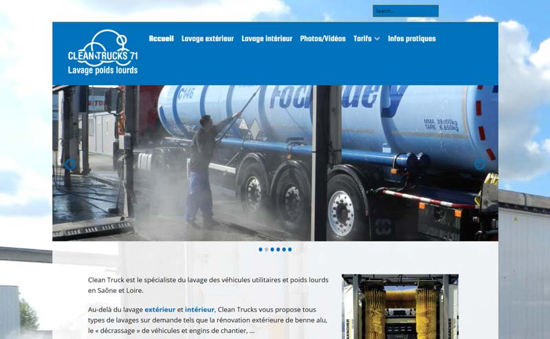 Page d'accueil du site Clean Trucks