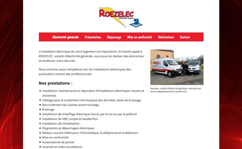 Page d'accueil du site d'électricité générale Roezelec