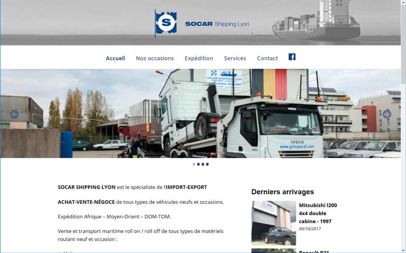 Page d'accueil du site Internet SOCAR Shipping Lyon
